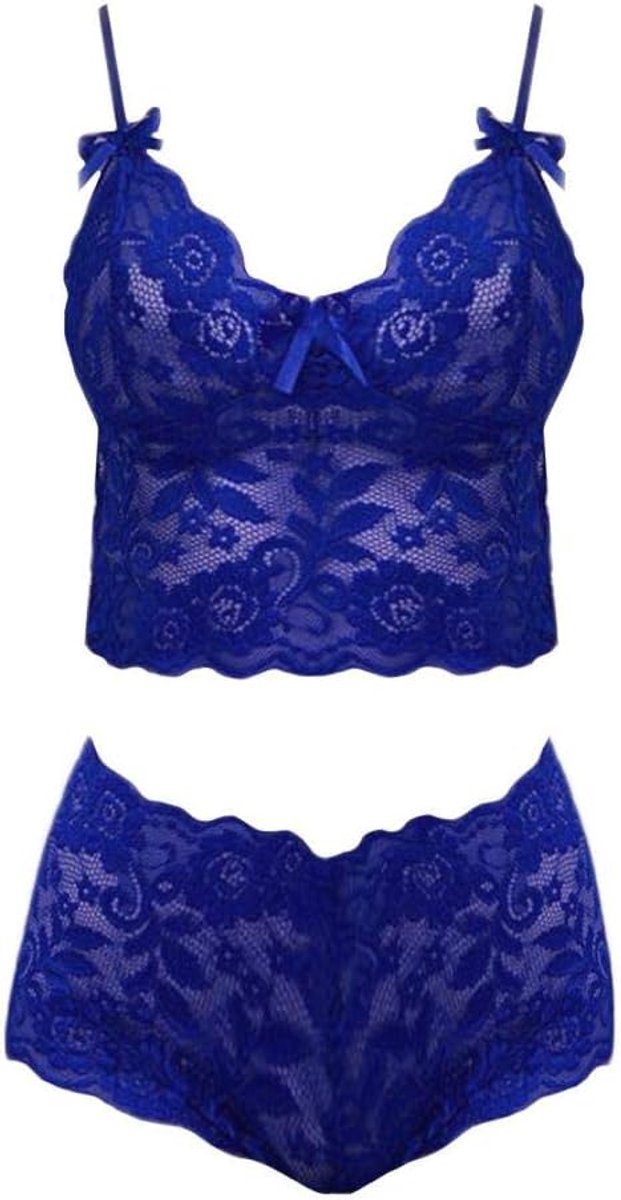 Lingerie & ondergoed 2 ST Erotische Lingerie Vrouwen Sexy Kanten Beha Slips Sets Porno Nachtkleding Verleiding Ondergoed Dames-Blue_M