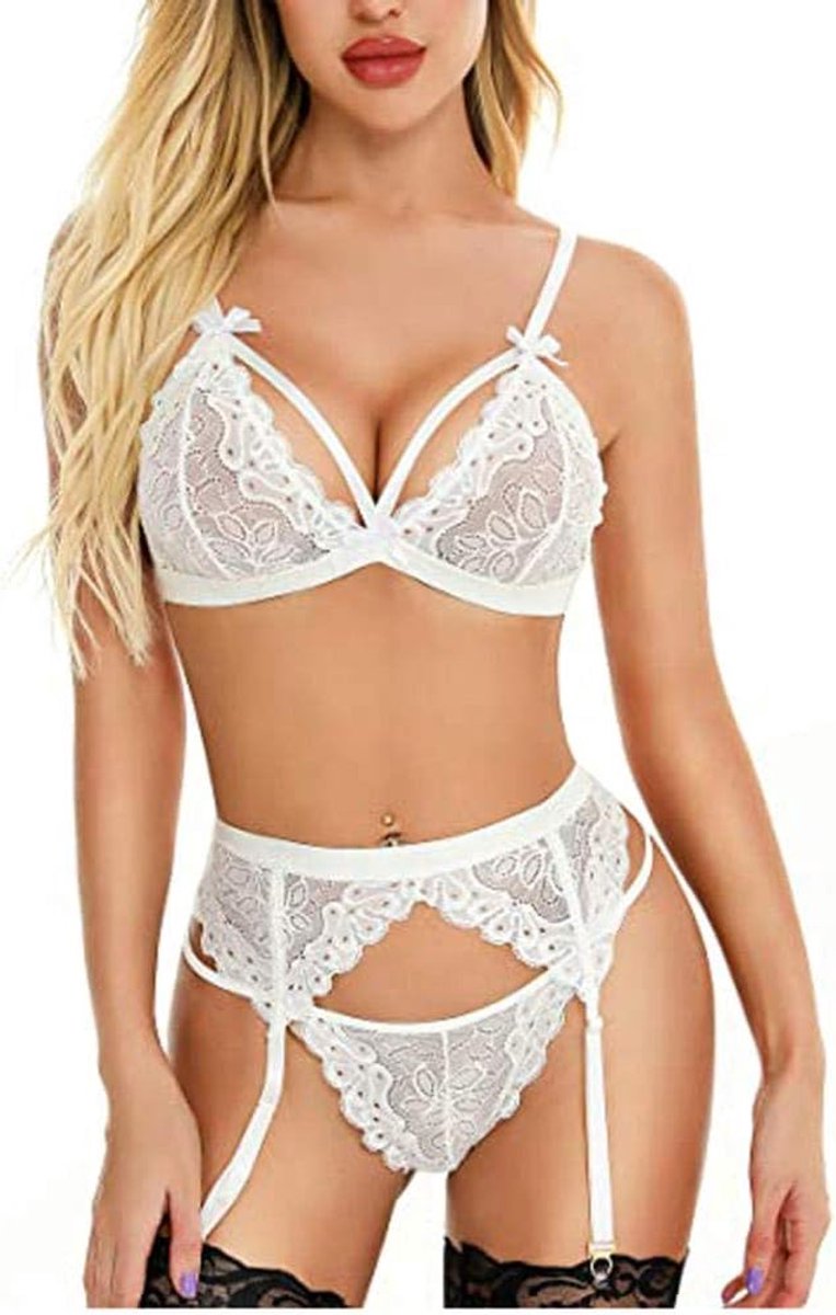 Lingerie voor Kanten Kimono Nachthemd Ondergoed Sexy Lingerie Nachtkleding Kant met String Nachtkleding JurkVrouwen Sexy Lingerie Verleiding Zwart Borduurwerk Perspectief Beha String Kant Erotische Li