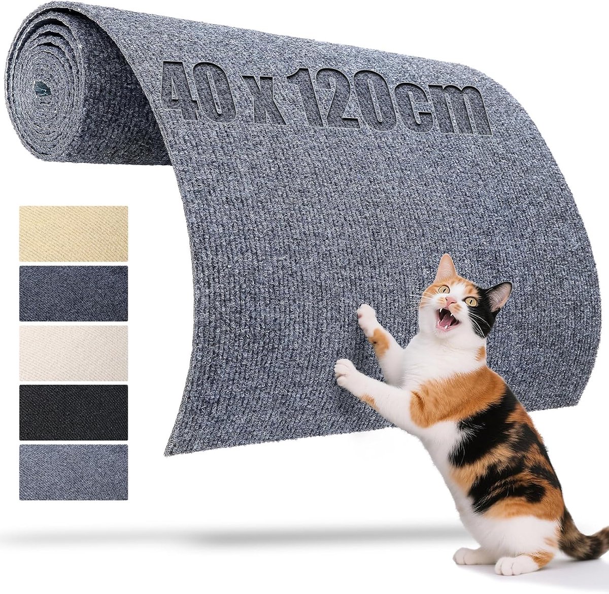 Krabmat voor katten, zelfklevend 120x40 cm, kraswand, grijs, krasbescherming voor zitbank, kraskleed voor kat, voor DIY krasplaten, kattenboom, wandmeubel