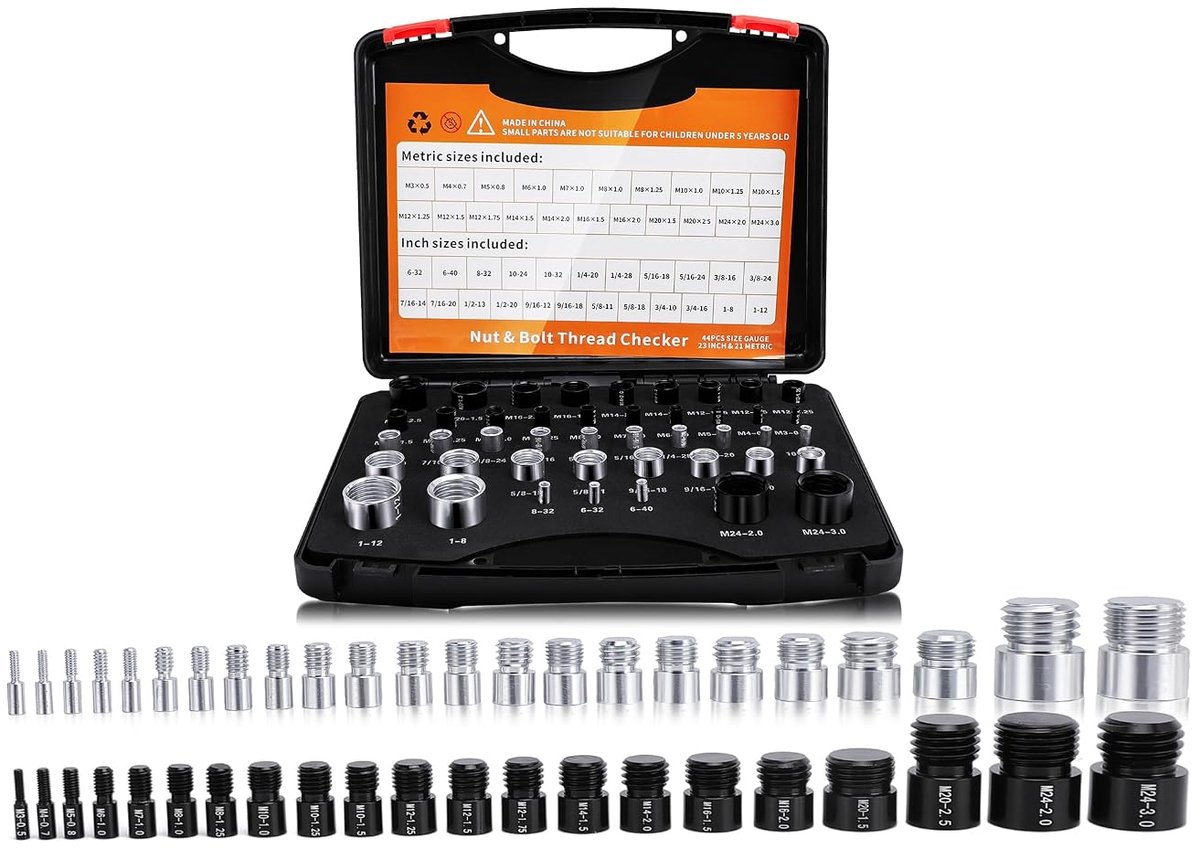 44PCS moer- en Boutdraadcontrole, Draadcontrolebox, Boutdraadidentificatie, Hoge Testnauwkeurigheid, Meerdere Maatopties