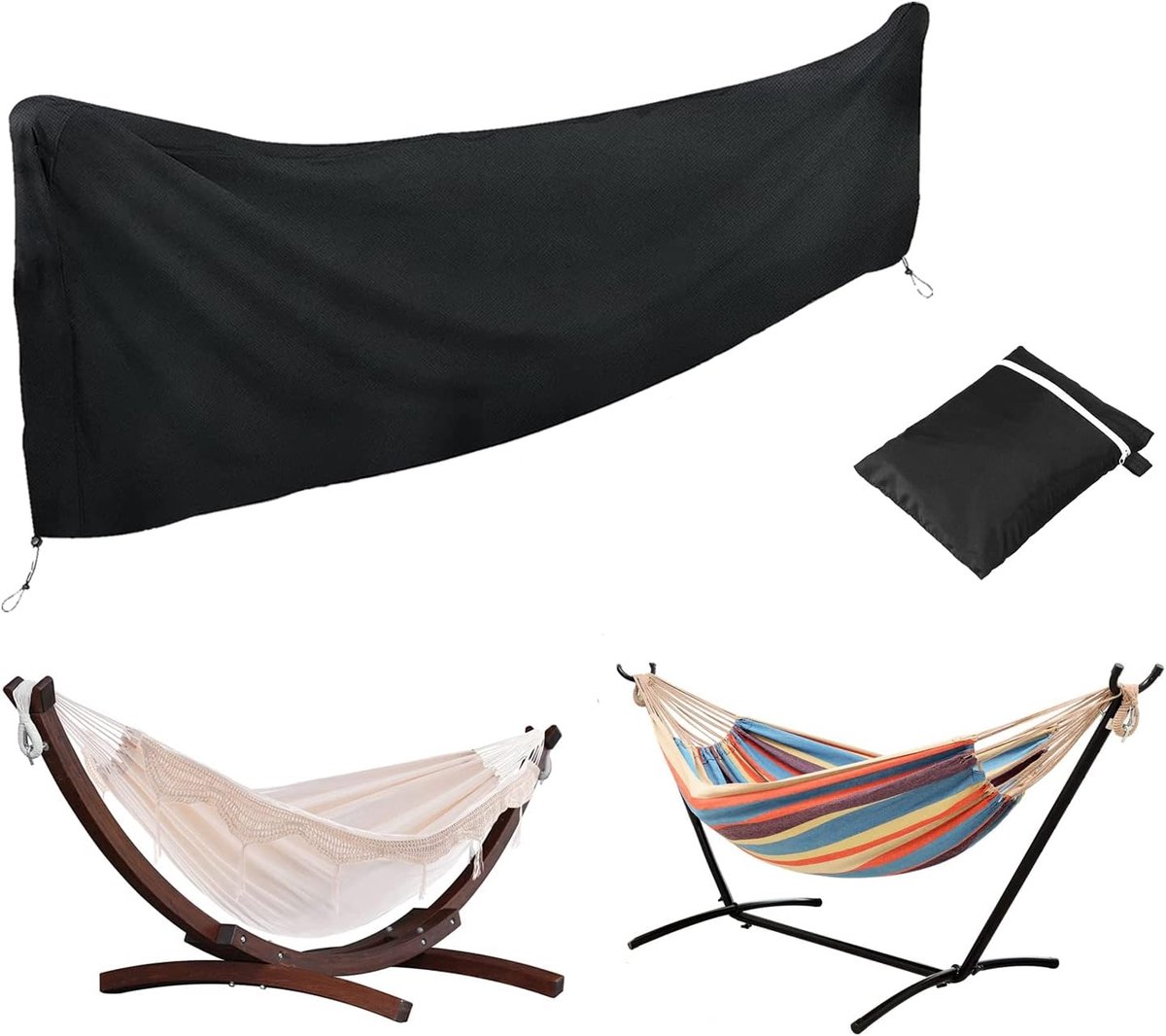 Hangmat Cover UCARE Waterdichte Beschermende Mouw Regenhoes Zonneschild, Heavy Duty 420D Oxford Stof Stof Met Verstelbaar Koord voor Outdoor Hangmatten en Dubbele Hangmatten met Stand