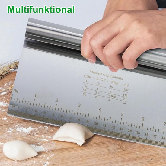 Deegsnijder groot met meetschaal, 22 x 12 cm deegschraper, deegkaart, deegspatel, schraper, taartschraper voor cake, cake, pizza, taart, dongh, bakgerei vaatwasmachinebestendig — afbeelding 3