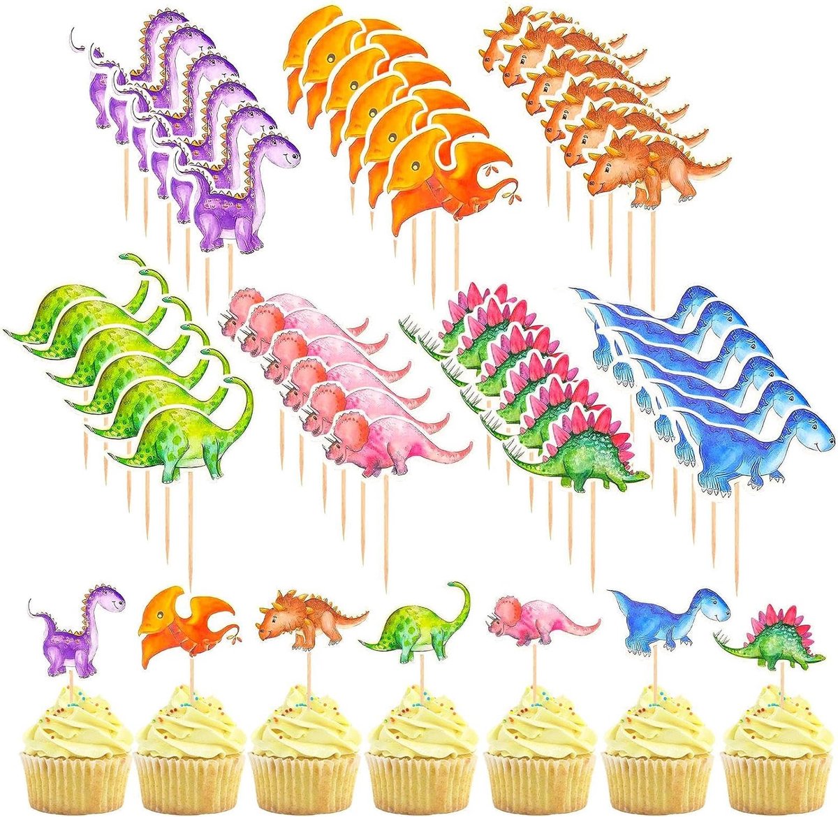 84 Cartoon Dinosaur Card Inserts, Sweet Graffiti Card Inserts, Cake Decorations, Children'S Party Accessories.
