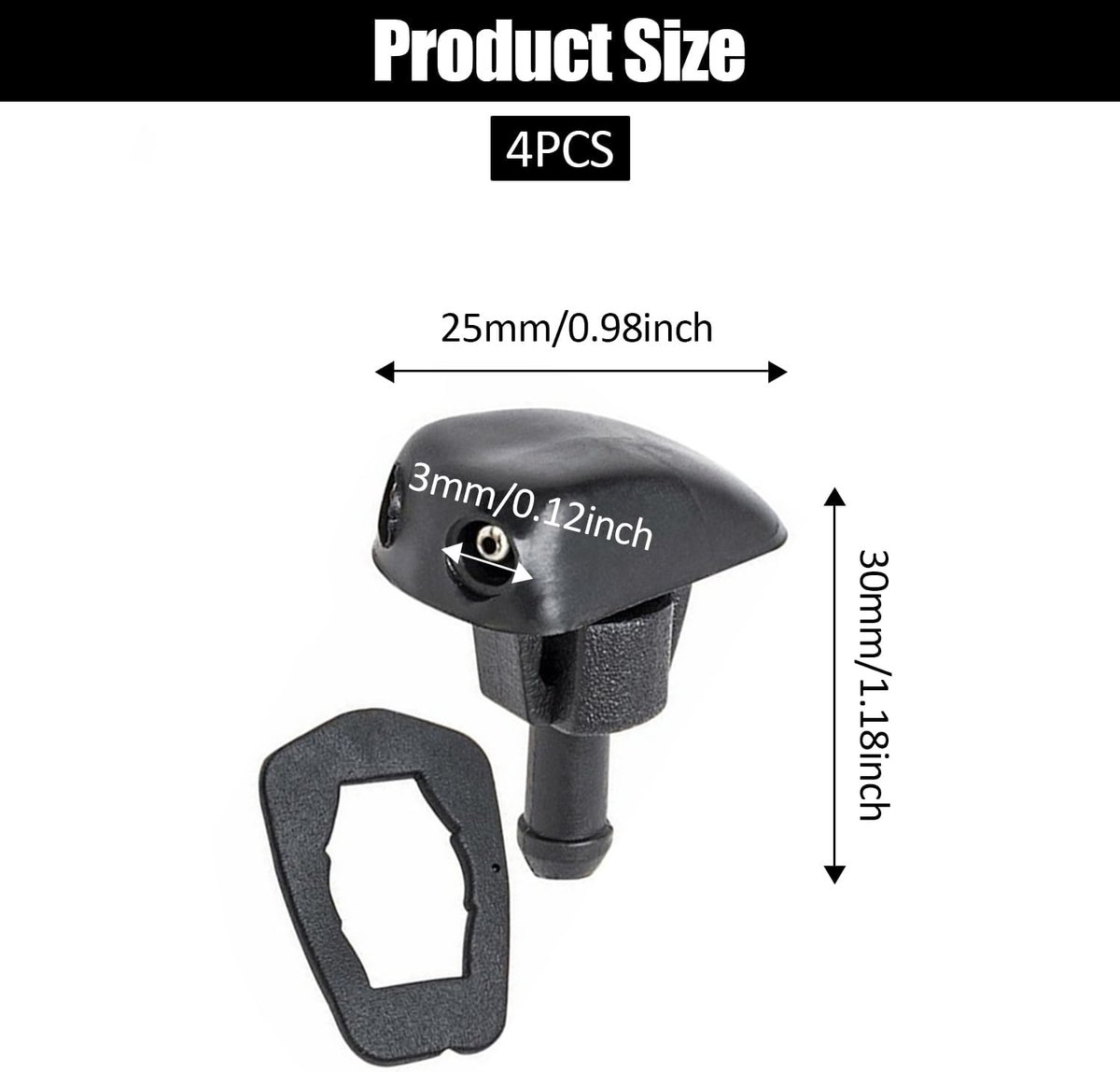 Windsheild ruitenwissersproeiers, 4 stuks, sproeikop voor ruitensproeiers, sproeikop voor ruitensproeier, voor auto