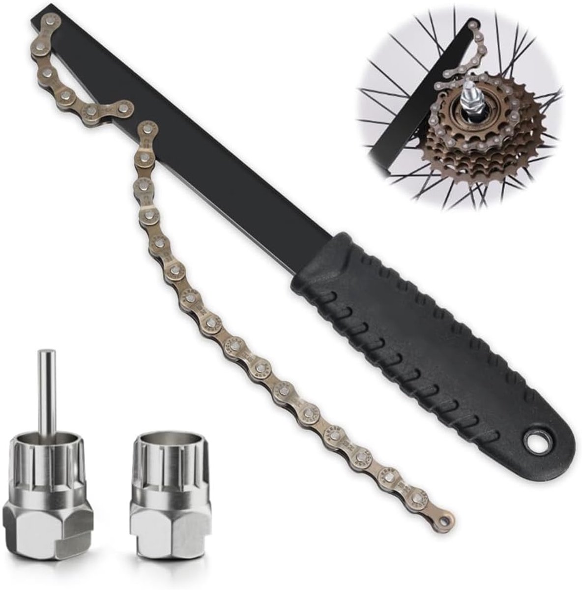 Fiets ketting zweep, tandwiel trekker tandwiel trekker gereedschapsset, ketting zweep en tandwiel trekker, universele tandwiel verwijderaar cassette trekker voor 7, 8, 9, 10, 11, 12 speed casset