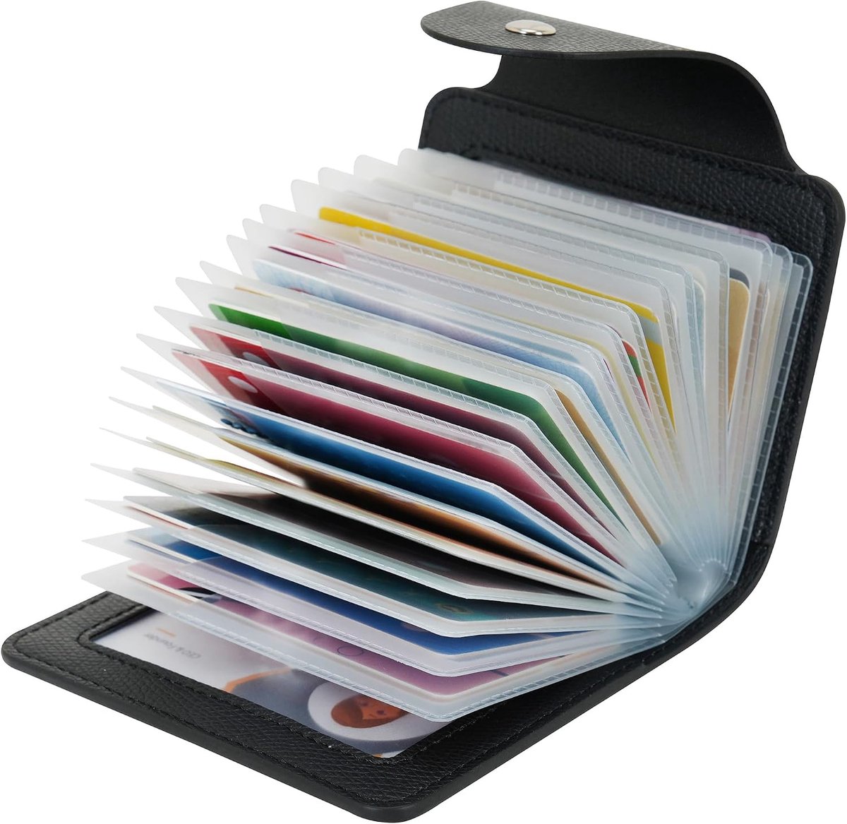 Zacht Echt Leer Compacte Portemonnee ID Bankkaart Etui Portemonnee 40 Verdikkende Duurzame Plastic Inzetstukken en 2 ID-kaartvakjes, Zwart, Eén maat, Modern