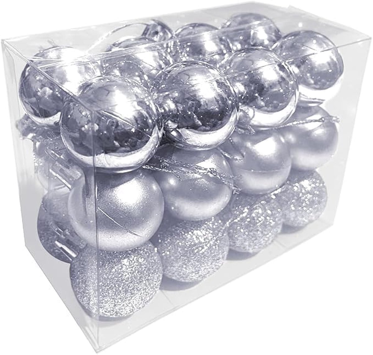 Kerstballen 3 cm matte glitter ornamenten kerstboom decoratie glanzend voor Xmas vakantie bruiloft partij decoraties thuis festival decoraties (zilver)