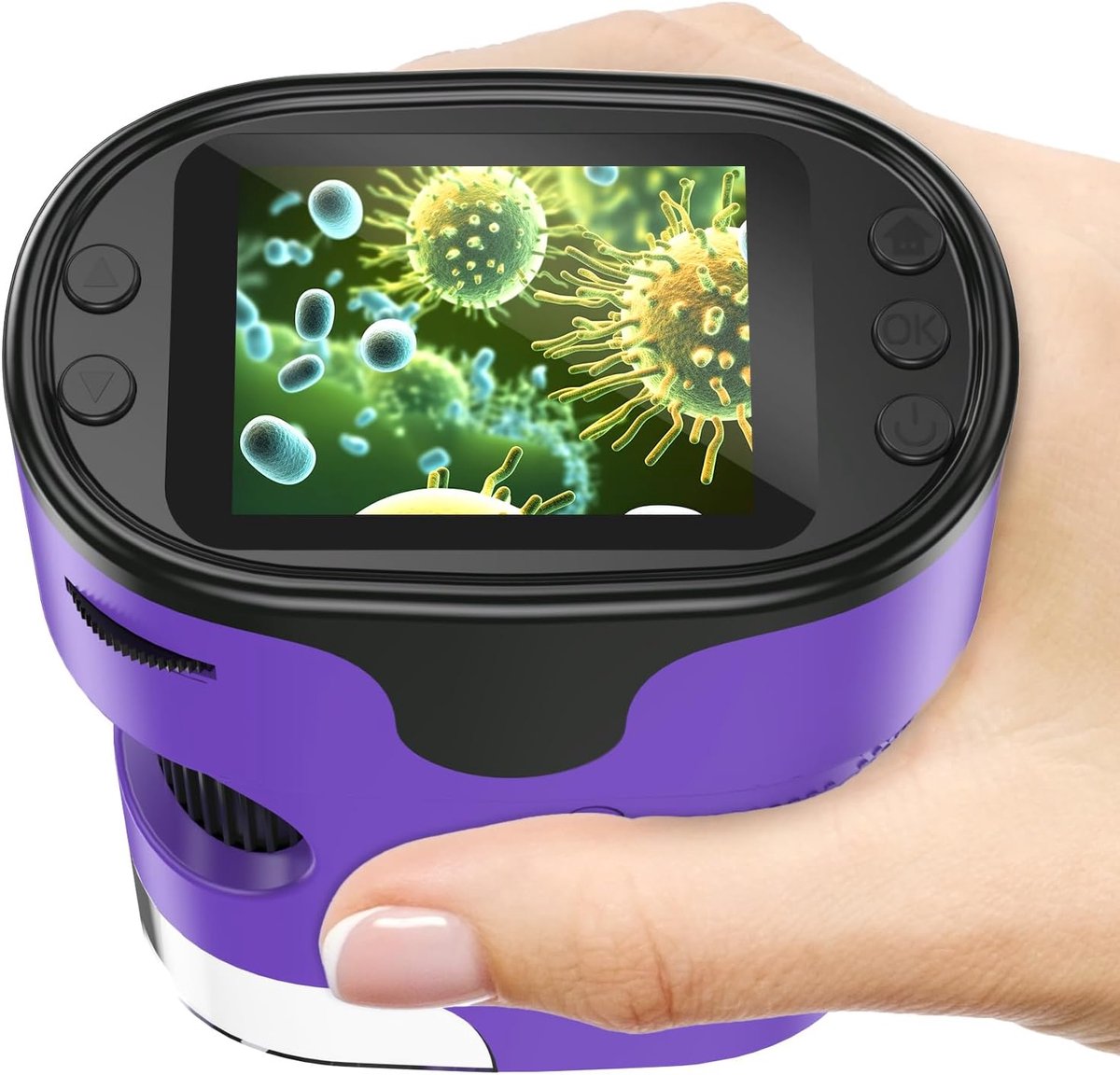 1000X Handheld Microscoop voor Kinderen 4K 2 inch Scherm Oplaadbare Mini Pocket Digitale Microscopen w/Slides Kit Draagbare Edu Gift Leeftijd 4-6 8-12 Kinderen Studenten (Paars)