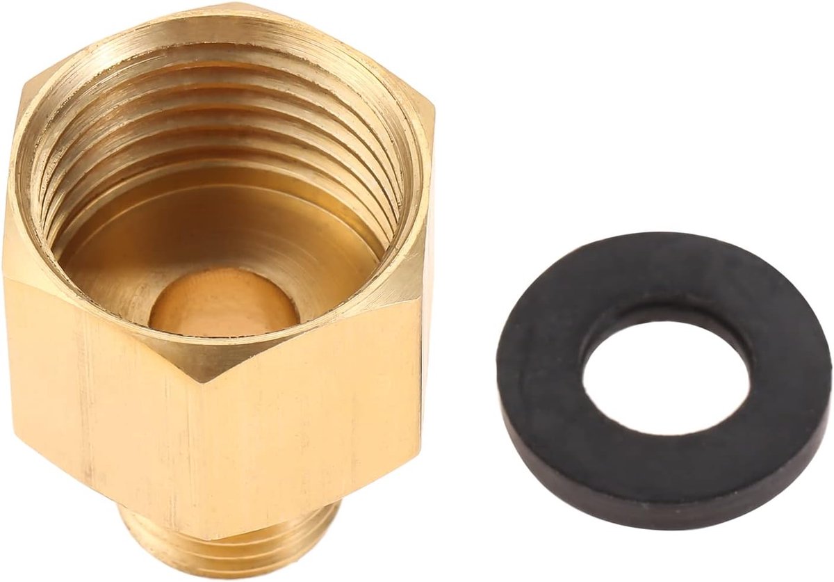 1 stuk LPG gasadapter 1/2 inch rechter binnendraad (18,7 mm) naar linker buitendraad 1/4 inch gasfornuis armatuur gasslang connector van koper overgang voor gasfornuis, krukfornuis