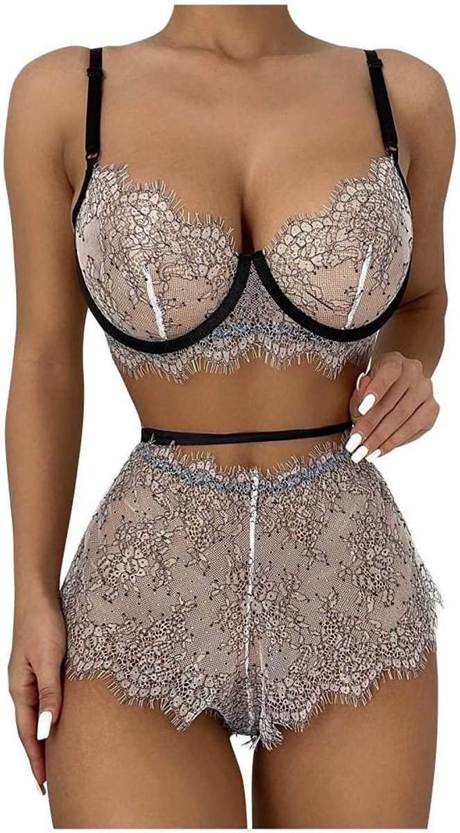 Damesondergoed See Through Lace Bra String Sexy Lingerie Set-WHITE_3XL