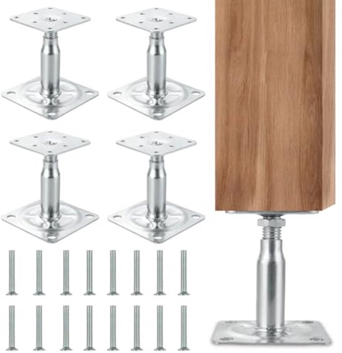 Verstelbare paaldragers voor betonneren - Hoogte 100-150 mm, Set van 4