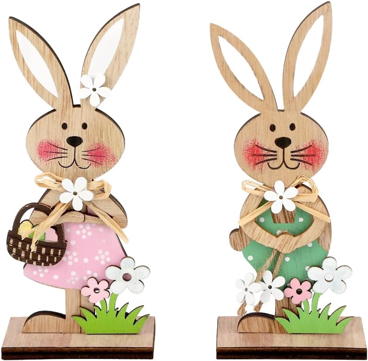 2 stuks paashaasdecoraties, paasdecoraties, paasdecoratie, hout, paashazen, geschenken, lentedecoratie, Pasen, voor binnen en buiten, a, A