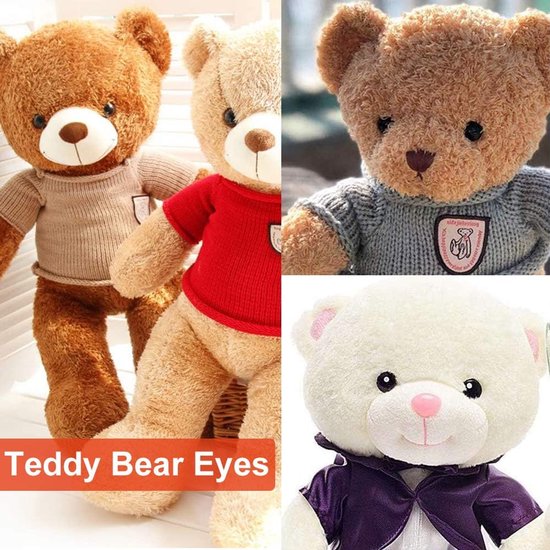 Ogen met ringen, 150 stuks kleine poppenogen knutselspeelgoed ogen teddybeer ogen 6 mm/8 mm/9 mm/10 mm/12 mm, zwarte plastic veiligheidsogen voor het maken van zacht speelgoed / gebreid — afbeelding 2