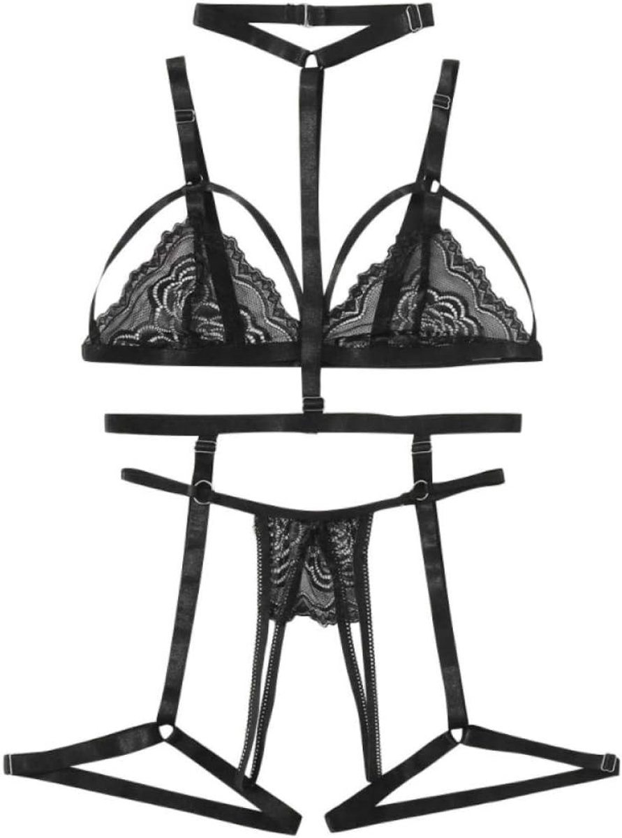 Lingerie & ondergoed Vrouwen Erotische Kanten Beha Lingerie Ondergoed Porno Transparante Kousenband Thong Verleiding Sexy Lingerie Nachtkleding Set