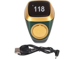 Tally Counter, 18 Mm Oplaadbare Tally Counter Ring BT5.1 Handheld Number Click Counter Digitale Finger Counter Ondersteuning voor IQibla APP met 0.49in Scherm (Groente)