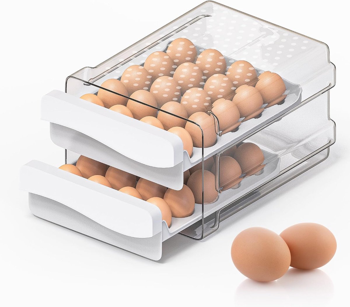 Plastic Eierdoos, Eierhouder, Draagbare Opbergdoos voor Eieren, Keuken en Koelkast Transparante Eierdoos voor Het Bewaren van Eieren en Eendeneieren (wit)