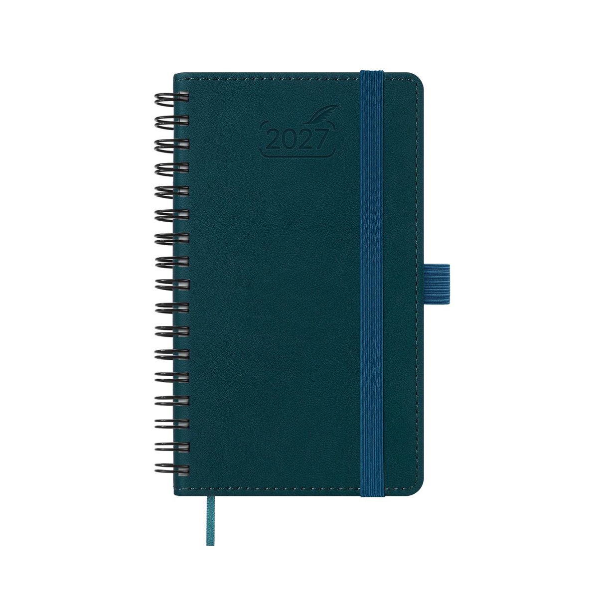 Zakkalender 2027 Klein A6 - Donkergroen PU-leer - Weekplanner met zachte kaft - Perfect voor organisatie - ShopVlot