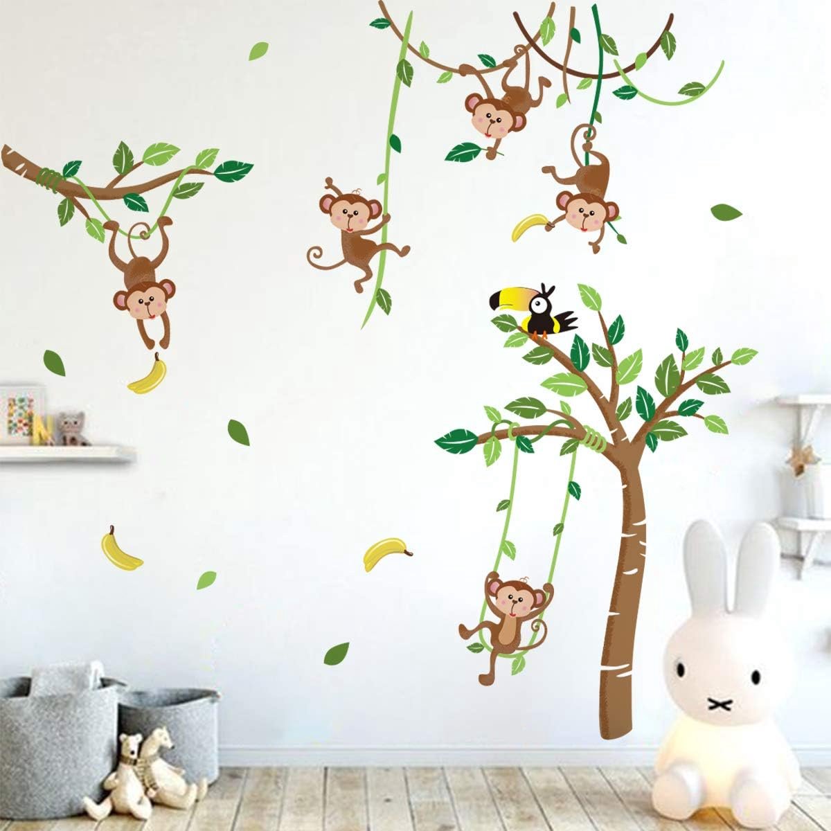 Dailygoods- Muursticker Jungle - Muurstickers Kinderen - Wanddecoratie Babykamer - Dieren - Zelfklevend - Premium Kwaliteit