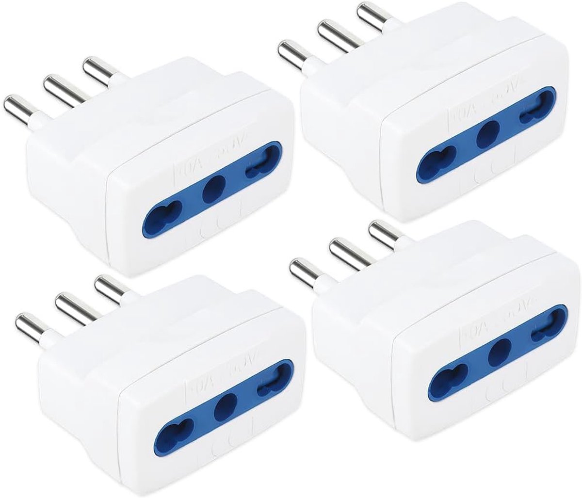 Flat plug met bivalente aansluiting - kleine Italiaanse stekker - grote stekker 16 A - 4 reduceren - ShopVlot