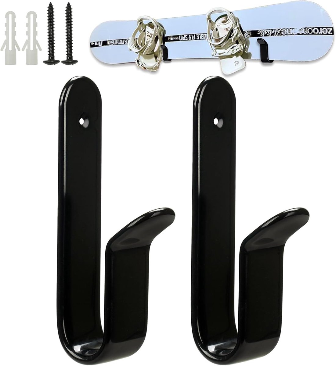 Wall Mount for Snowboard, Horizontal Skateboard, Wall Mounts, with Screws, Storage Hooks for Room, Garage - ShopVlot