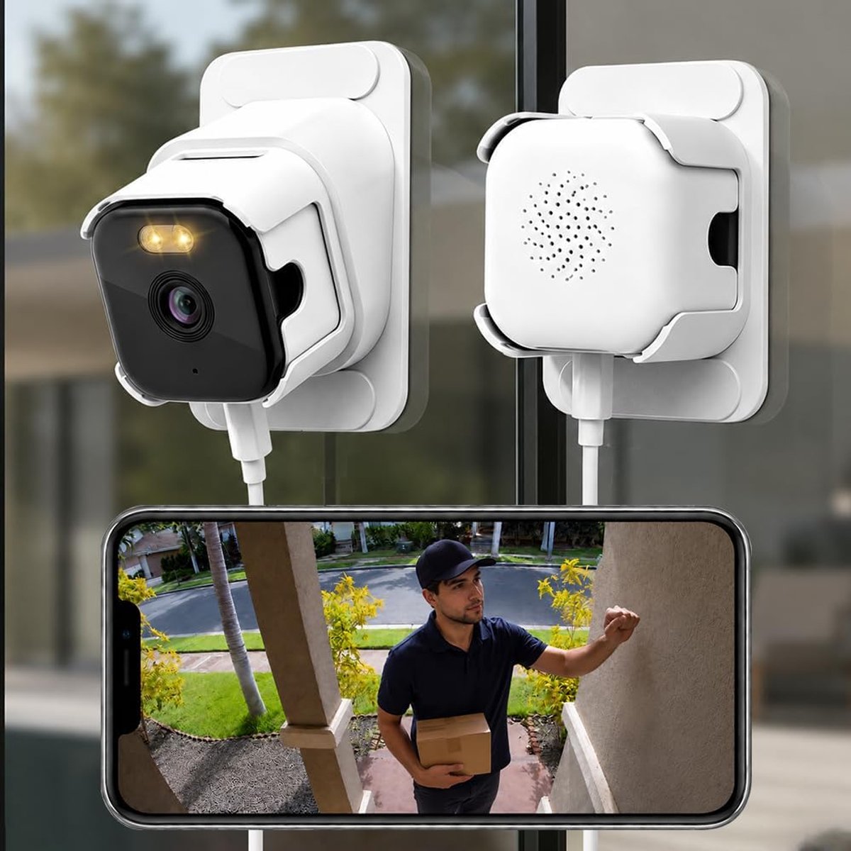 Raamcamera, 1080p 2,4G/5G wifi, raamcamera, bewakingscamera voor binnen, wifi voor de verzorging van huisdieren - ShopVlot