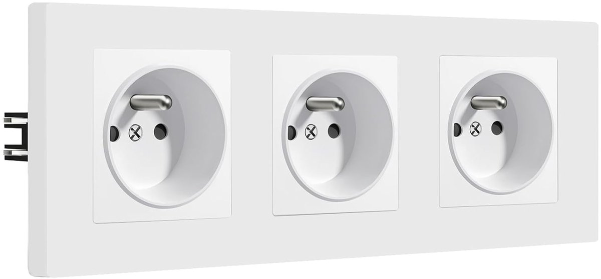 BSEED Wall Socket,Flush-Mount Socket,3 Gang,French Standard Sockets 16A 250V with Plastic Panel,Easy to Install,228 * - ShopVlot