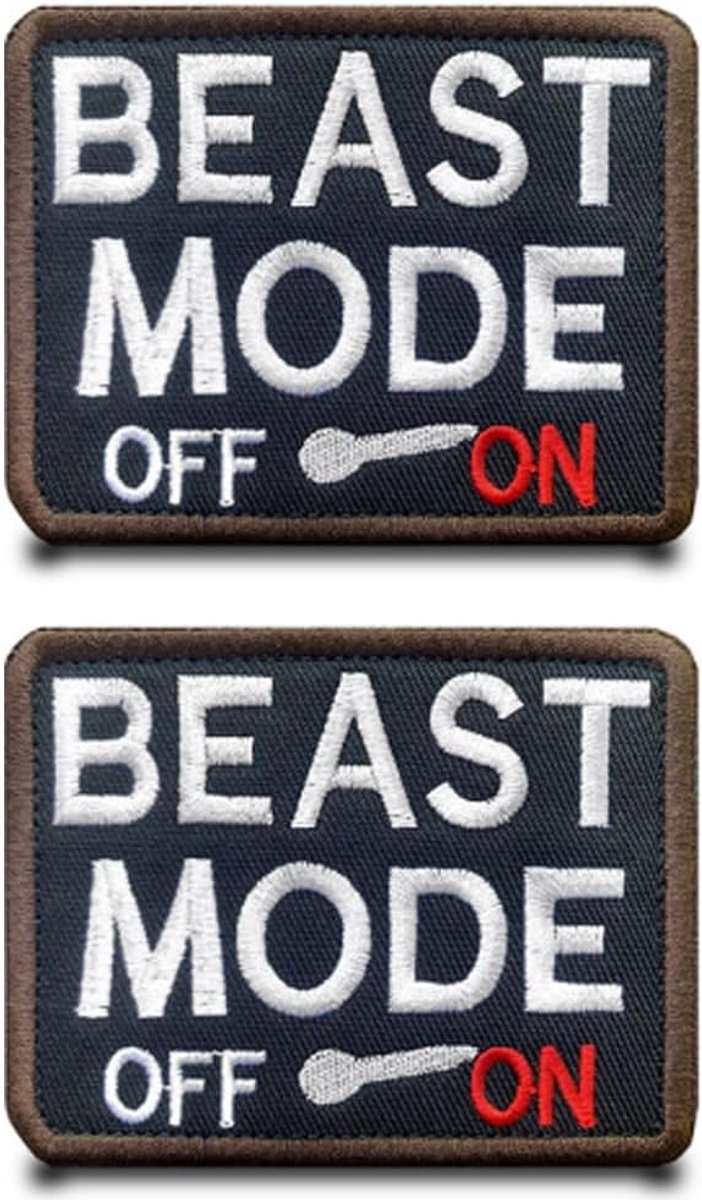 2 stuks "Beast Mode" grappige vlagpatch afneembare patches met Borduurwerk applicatie tactische militaire patch voor kleding tassen honkbalpet jas vest rugzakken