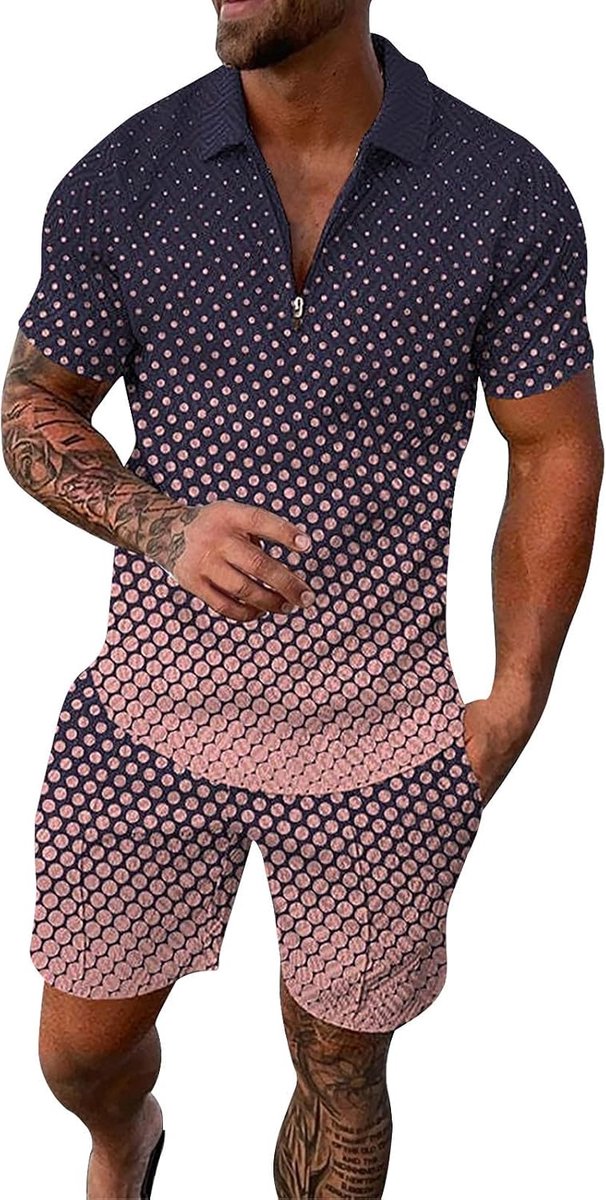 2-delige set voor heren, casual, T-shirt, korte mouwen, sport, zomer, katoen, ademend, comfortabel, casual, modieus, licht, vrije tijd, dagelijks gebruik, A57