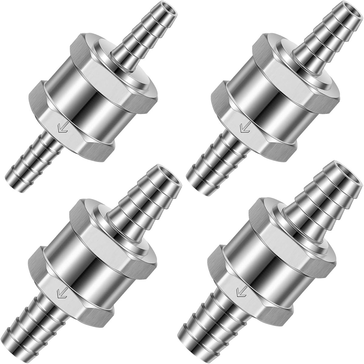 Terugslagklep, 6 mm, 8 mm, 10 mm, 12 mm, van aluminium, terugslagklep voor brandstof, benzine, olie, 4 stuks
