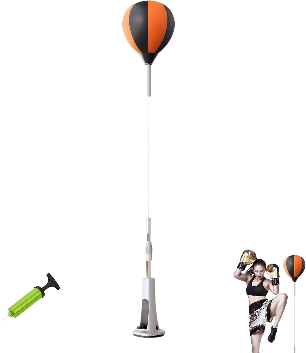 Boksbal met Verstelbare Standaard. Staande Bokszak 360° Terugvering en Zuignappen. Punching Ball voor Thuis Training, Fitness, Kickboksen, Kinderen en Volwassenen