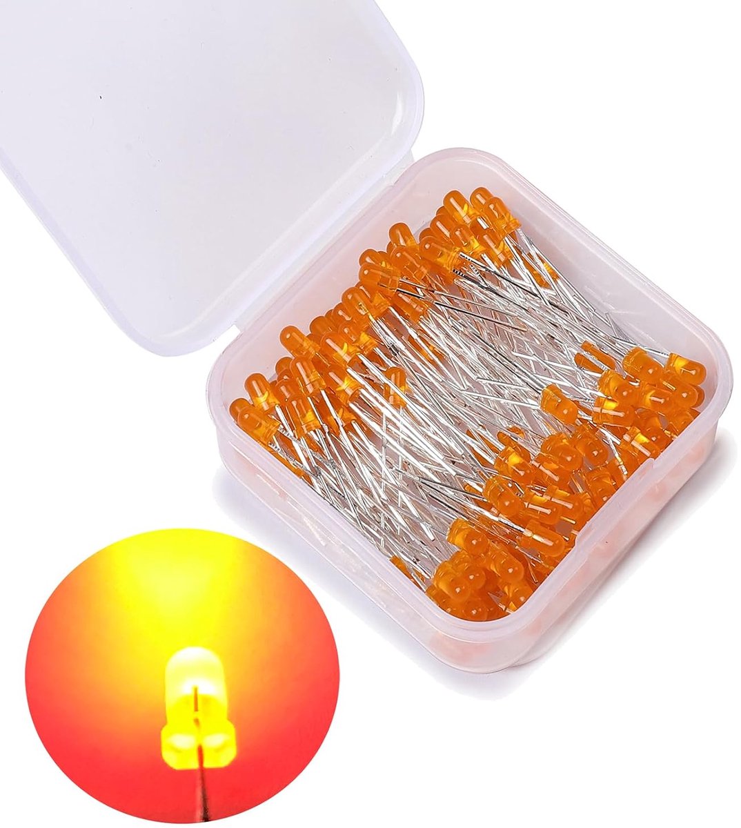 3mm led-diodes, 120 stuks oranje lichtdiode, 3V 2-Pins lichtgevende diodekit, ronde kleur lichtverstrooiing emissiedioden