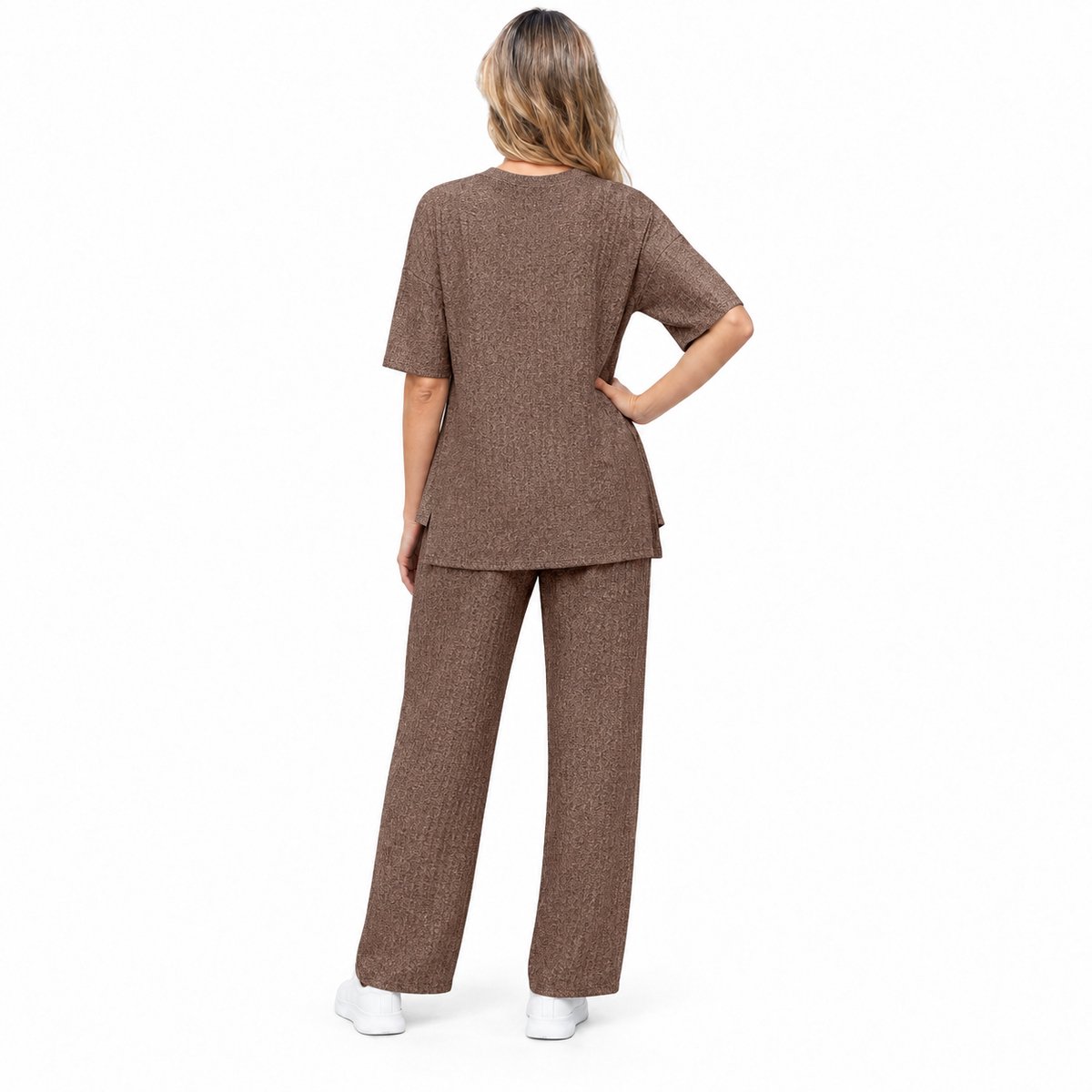 Imily Bela Dames Tweedelige Set met T-shirt en Wijde Broek