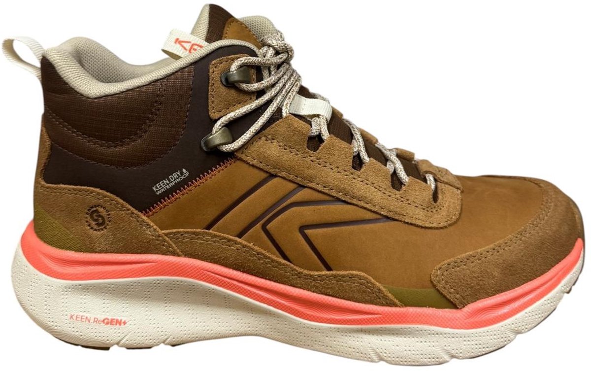 Keen - Leiki Mid Leather Dames Wandelschoenen Chipmunk/Birch - Maat 40