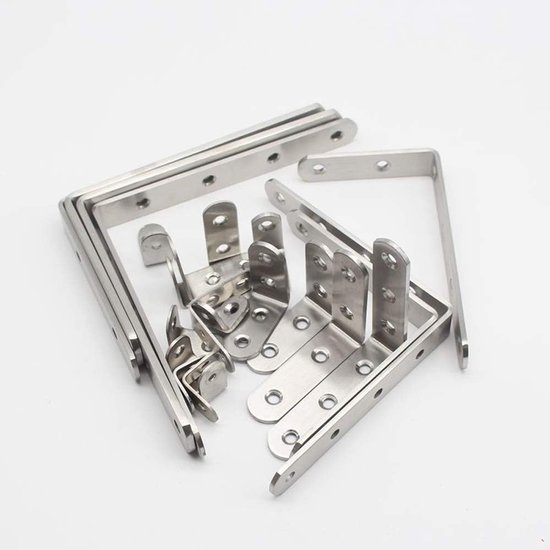10 stuks hoekbeugels 30 x 30 mm, L-vorm rechthoekige roestvrijstalen metalen beugels met schroeven voor bureau, tafel, stoelen, houten meubelkasten — afbeelding 3