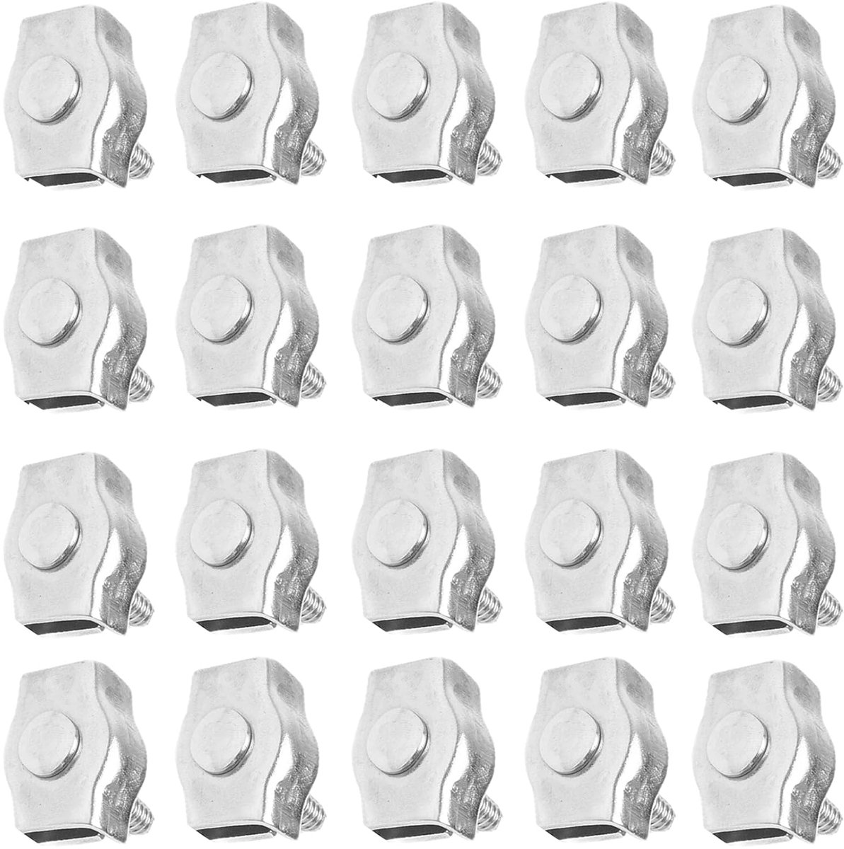 20 Stuks RVS Kabelklemmen voor Stalen Kabel, Draad en Waslijn - M3, 17mm x 9mm x 6mm, Duurzaam en Betrouwbaar