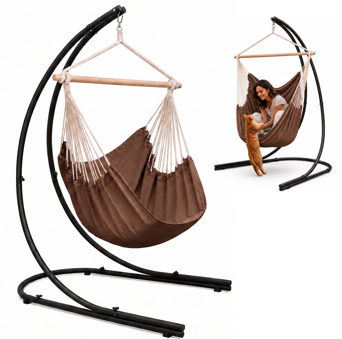 xxl Hangstoel met frame Hangstoel voor 2 dubbele hangstoelen Hangstoel Brown