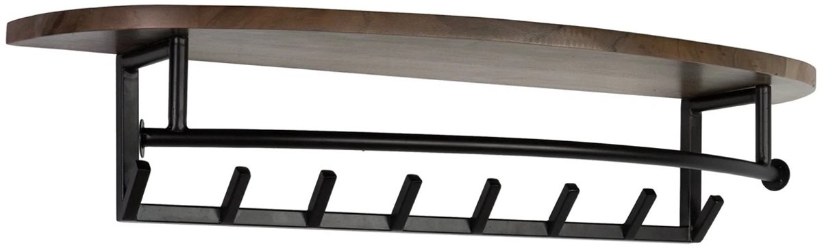 Kapstok Round 8 Haken Roede & Massief Acacia Bruin Hoedenplank 100cm