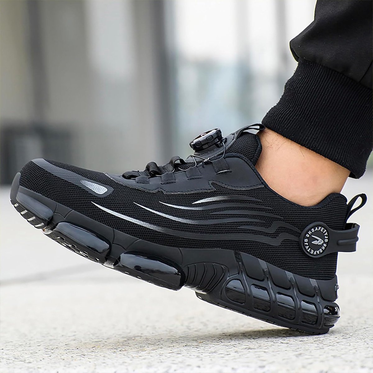 SnelShoppen - Sneakers met stalen neus voor dames en heren, ademende veiligheidstrainers, lichte demping, antislip werkschoenen, industriële bescherme