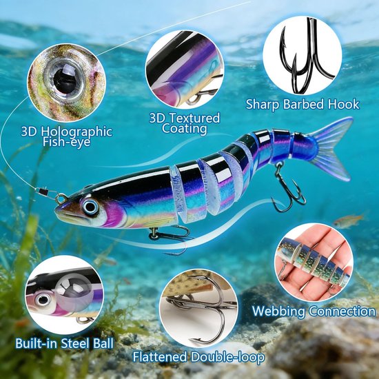 5 Stuks Set Visaas voor Karnassievissen Verpakt in Harde Doos Zeevissas voor Snoek, Baars en Forel Accessoires voor Karnassievissen Geschikt voor Zoetwater- en Zeevissen 13,5 cm 19 g — afbeelding 3
