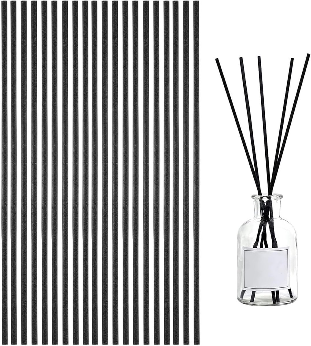 20 stuks geurstokjes, zwart, 30 cm, diffuserstaafjes, vervanging voor kamergeur, vezelaromastokjes voor thuis en op kantoor, hoog absorptievermogen accessoires