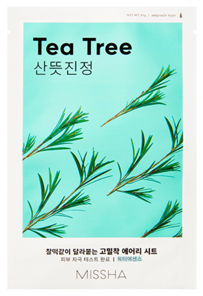 Missha Airy Fit - Kalmerend Sheet Masker Tea Tree - Tegen Onzuiverheden & Sebum - 19 g