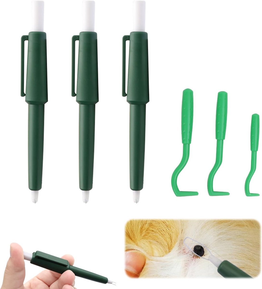 3 Huisdiervangpennen, 3 Tekenclips, Verzorgingsgereedschap Voor Huisdieren, Tekenreiniger, Geschikt Voor De Dagelijkse Verzorging Van Katten En Honden.