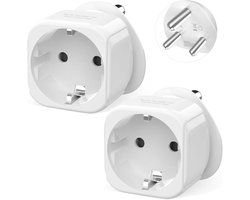 Reisadapter, 2 stuks, EU type C/E/F naar type M stekkeradapter met aarding, 16 A, 4000 W, reisstekker voor Zuid-Afrika, Eswatini, Lesotho, Sri Lanka, Ghana, wit