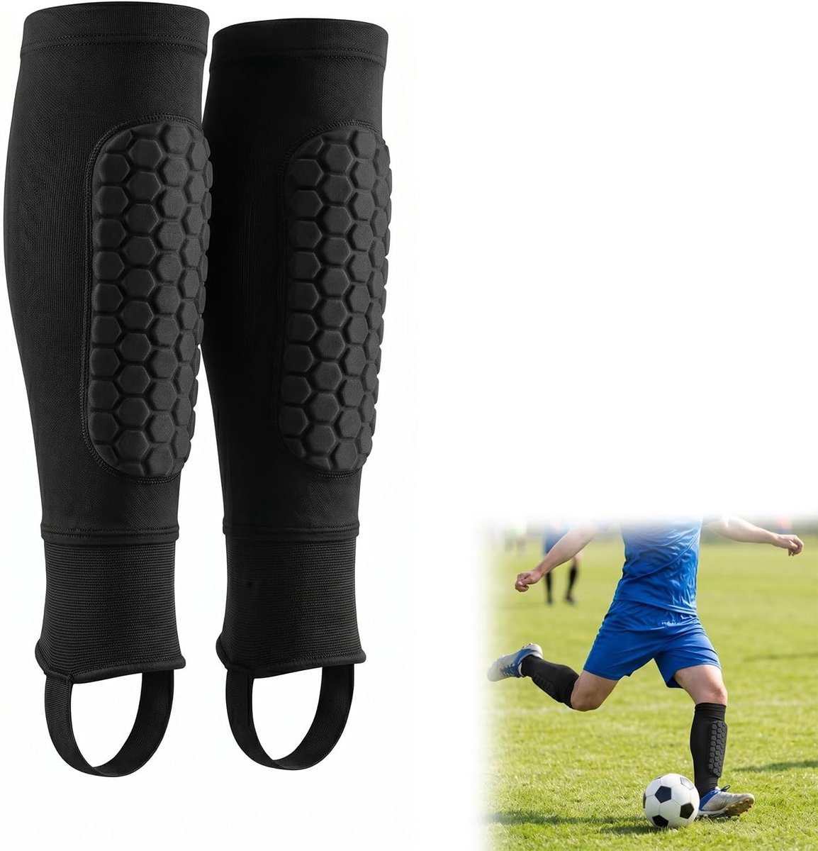 Scheenbeschermers met enkelbescherming, ademende scheenbeschermers met houder, antislip, schokabsorberend, voor kinderen, jongeren en volwassenen