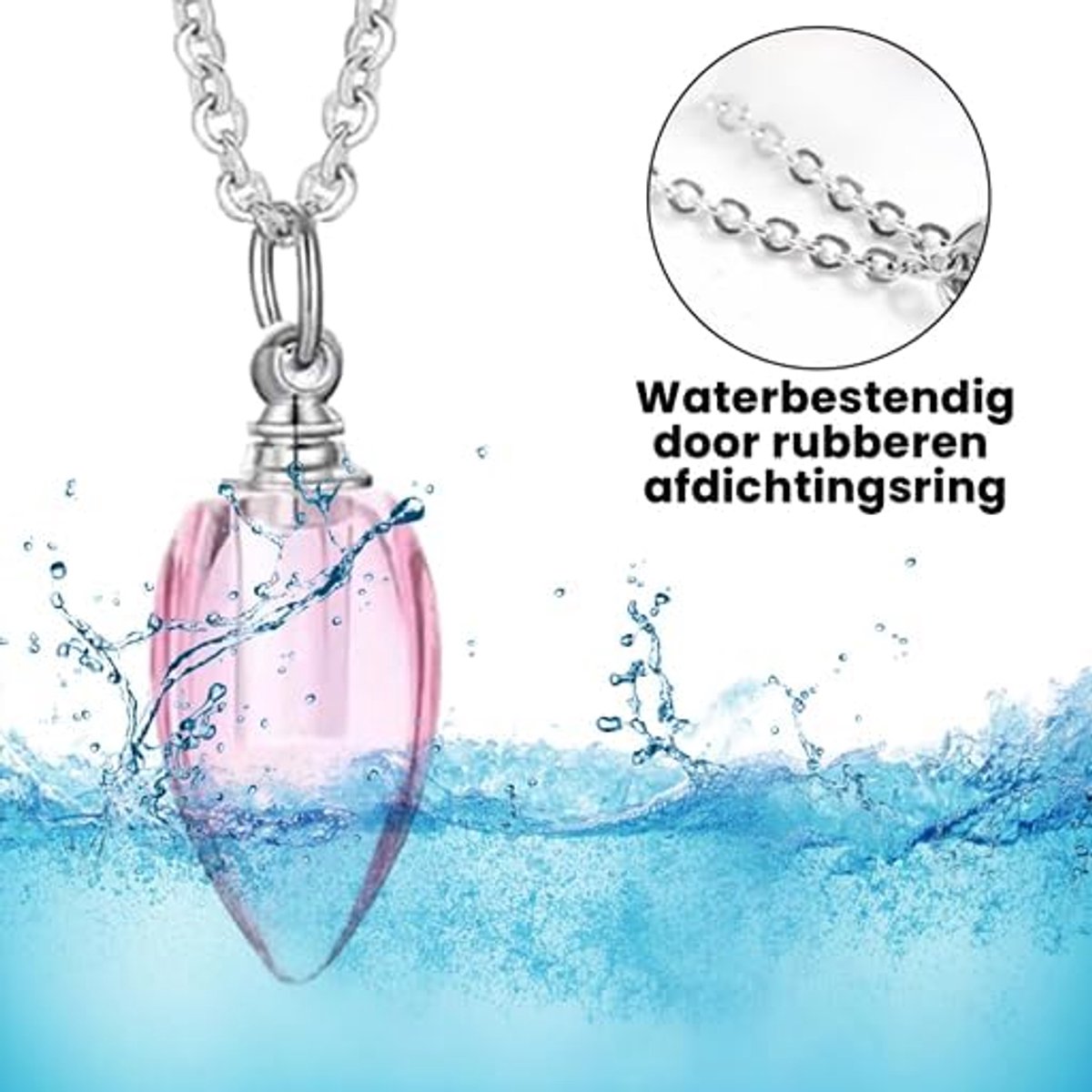 Ashanger Met Ketting Voor As, Haren Of Parfum - Hoogwaardig Staal - 55 Cm Collier Lengte Maatvoering