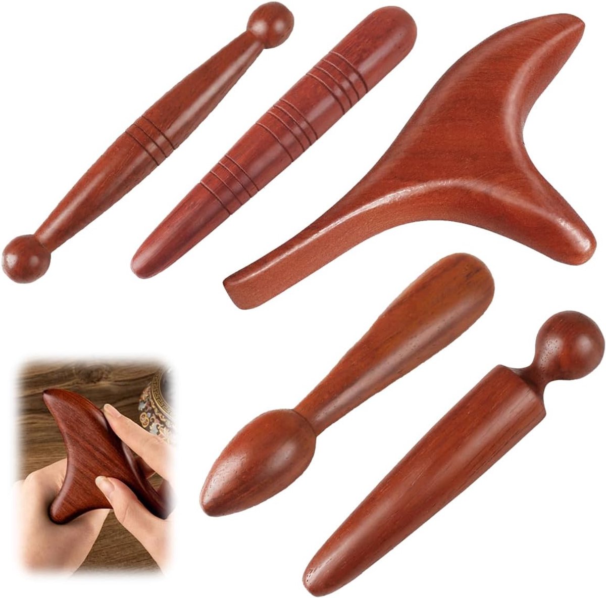 5 stuks houten massagestaafjes, triggerpoint, drukker, van hout
