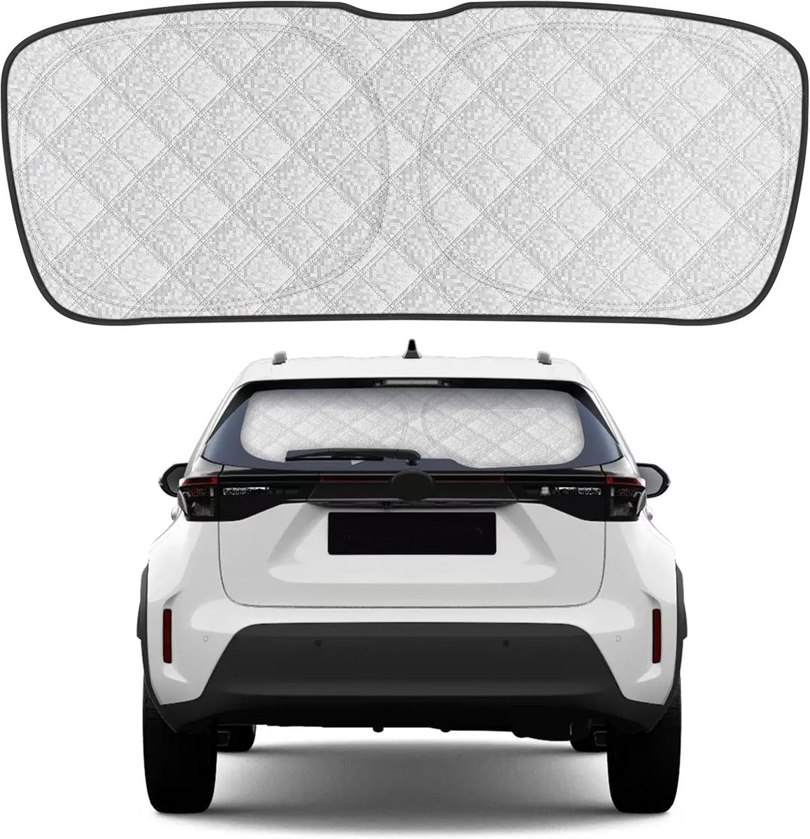 Achterruit, compatibel met Toyota Yaris Cross 2020-2026, autozonwering, achterruit, binnen, opvouwbare parasol, uv-bescherming, reflecterende zonwerende folie