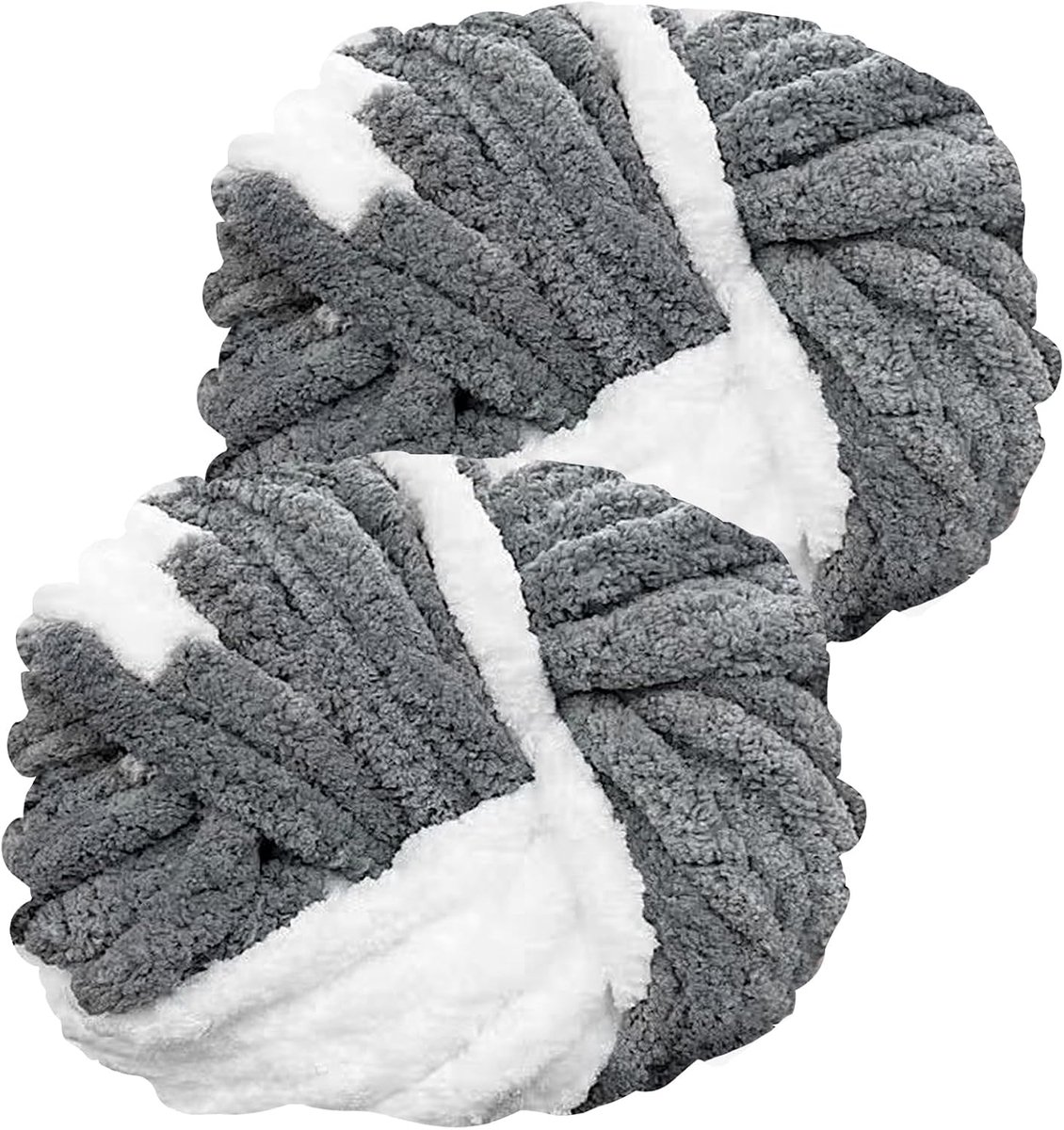 Wol 2 Stuks 500g, Chunky Garens voor Arm Breien en Haken van Dekens, XXL Reuzenwol voor Breien van Sjaals, Mutsen en Huisdiernest - Mistwit