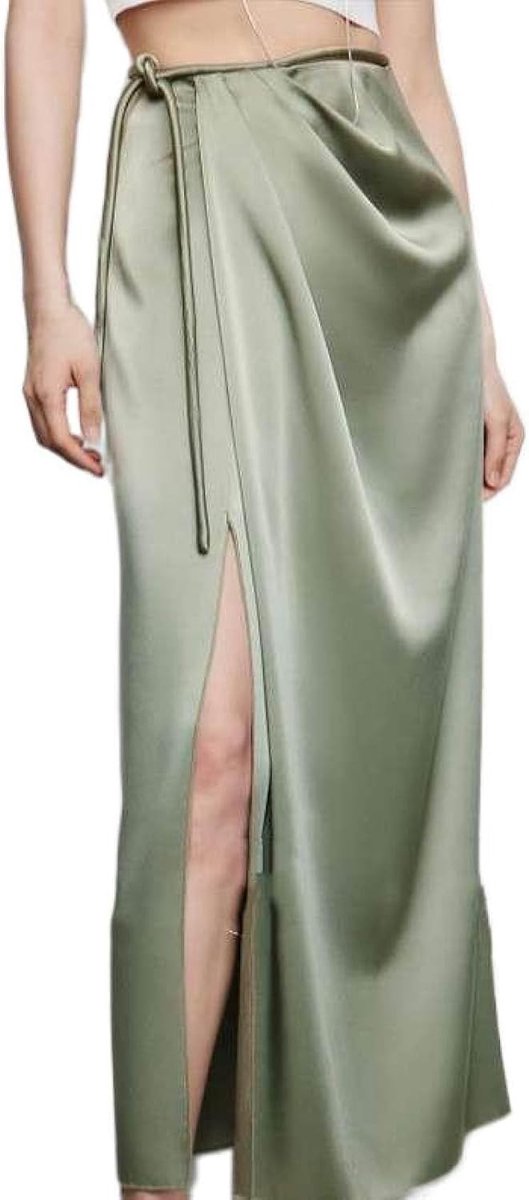 Acetaat Koele Rok - Zomer Satijn Glanzende Drape Ronde Touw Fladderende Geplooide Split Rok, Lichte En Elegante Drape Heupomhullende Zachte Huidvriendelijke Paraplu Rok,Light,Xs