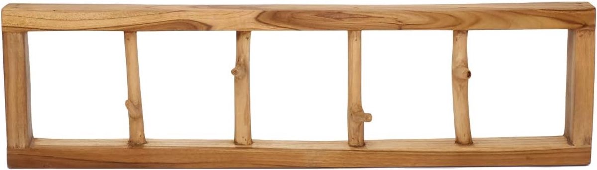 Garderobe van teakhout takken met haken 4 wandhaken gerecycled hout kledinghaak teakhout hanggarderobe (4 haken)